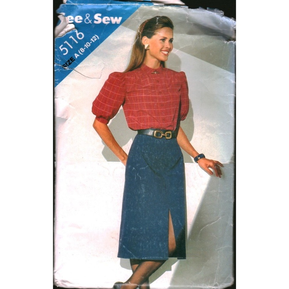 Vintage See & Sew 5116 Sewing Pattern Misses Blouse Skirt Size 8 10 12 Retro 80s